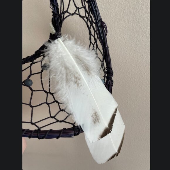 Purple Pine Needle Dreamcatcher - Protection - Turkey Feathers - Black Agate - Picture 6 of 6